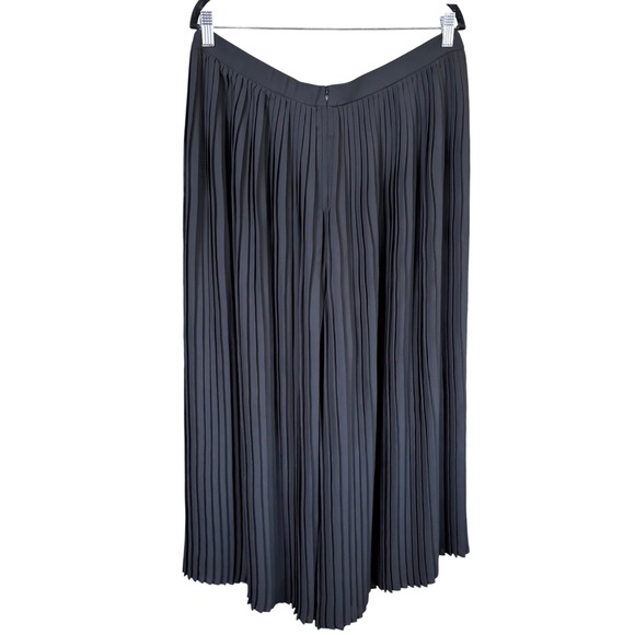 EUC Eileen Fisher Knife Pleated Wide Ankle Pants Sz L Black Skirt Chic - Picture 3 of 11